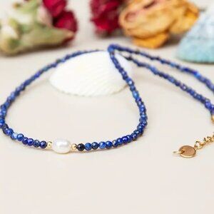 ✨NEW✨ Elegant Boho Lapis Lazuli and Pearl Necklace - Lapis Lazuli